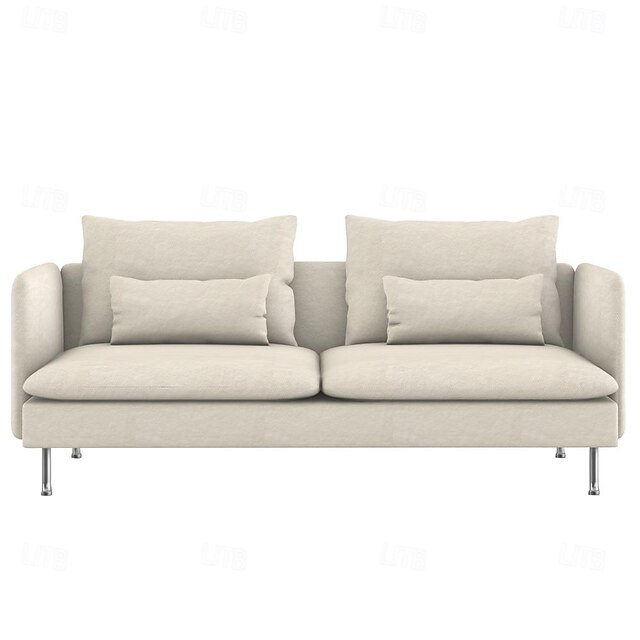  Capa de sofá de 3 lugares söderhamn cor sólida acolchoada 100% algodão capa de futon com braços