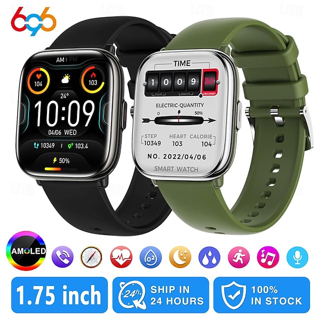  696 HD12 Inteligentny zegarek 1.75 in Inteligentny zegarek Bluetooth Krokomierz Powiadamianie o połączeniu telefonicznym Pulsometry Kompatybilny z Android iOS Damskie Odbieranie bez użycia rąk