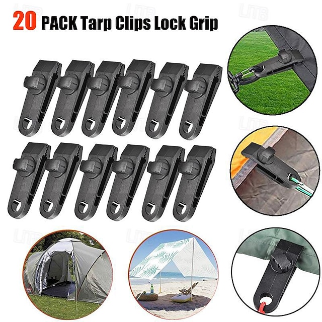  Tarp Clips Lock Grip, 20pcs/set Tarp Clamps Heavy Duty, Shark Tent Fasteners Clips Holder, Pool Awning Cover Bungee Cord Clip, Car Cover Clamp