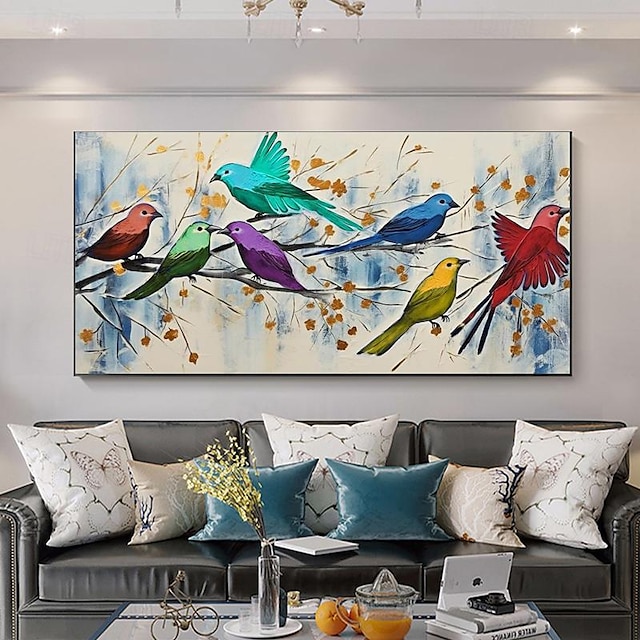  handgeschilderde muurkunst canvas schilderij vogels tak landschap olieverfschilderij dier foto home decor frameloos