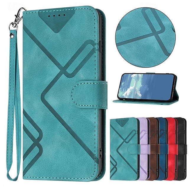  Phone Case For iPhone 15 Pro Max iPhone 14 13 12 11 Pro Max Mini SE X XR XS Max 8 7 Plus Wallet Case Magnetic with Wrist Strap Kickstand Retro Geometric Pattern TPU PU Leather
