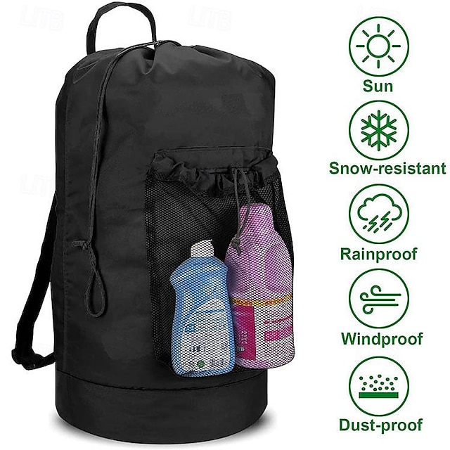  600d オックスフォード生地旅行用巾着バックパック学生用多目的ランドリーバッグ、汚れた衣類用の防水ランドリーオーガナイザー、旅行や日常使用に最適