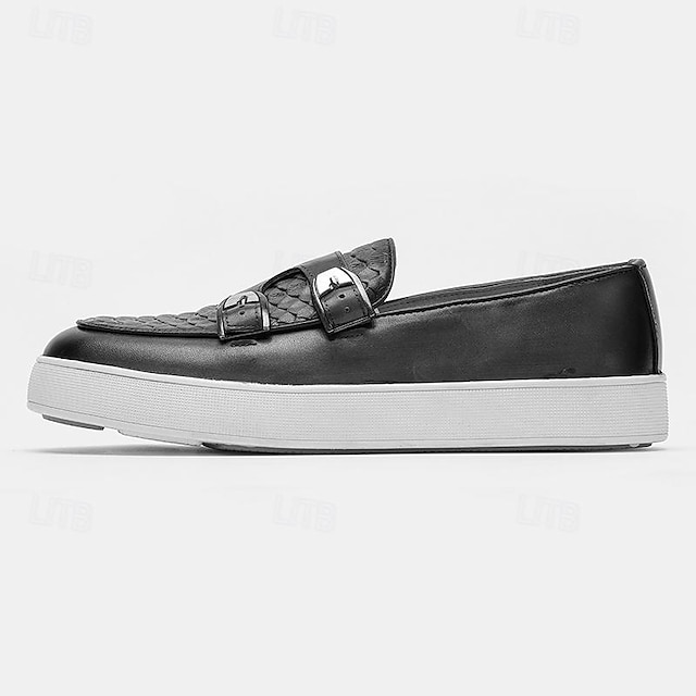  miesten vintage ruskeat nahkaiset loaferit kaksinkertaiset munkkihihnat
