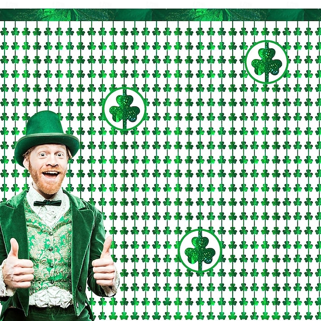  rua. capa de porta de cortina de chuva trevo do dia de São Patrício - decorações verdes festivas para fundos de festa, adicionando um toque de charme irlandês e alegria à sua celebração