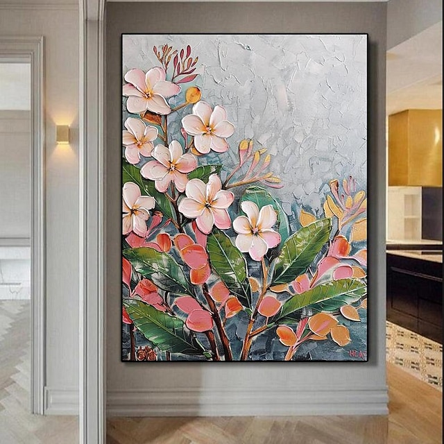  3d pintado à mão pintura mural floral tropical artesanal pintura de flores modernas para decoração de sala de estar arte de plantio vibrante suspensão de parede deslumbrante natureza paisagem pintura