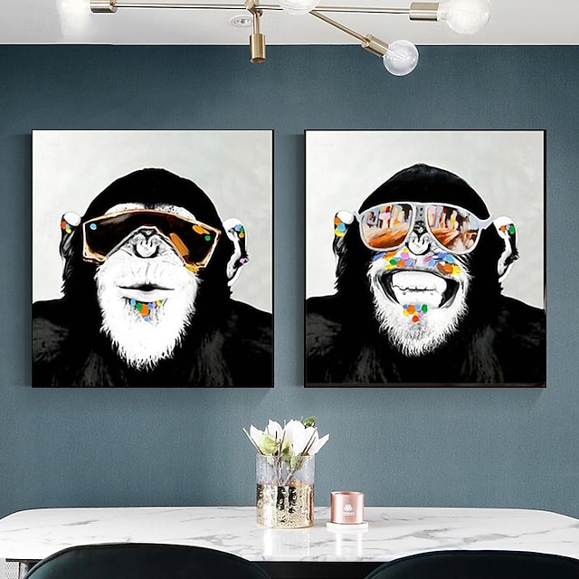  ручная краска абстрактная обезьяна картина маслом на холсте большая оригинальная обезьяна холст настенное искусство Бэнкси горилла картины для гостиной спальня декор рамка готова повесить
