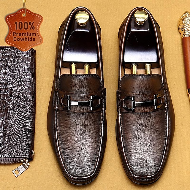  klassische Herren-Loafer aus Leder mit Metallschnalle