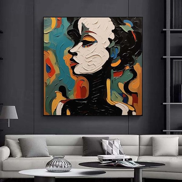  peint à la main abstrait visage humain palette peinture toile faite à la main art belle femme abstraite couteau à palette peinture art mural femme texture peinture à l'huile