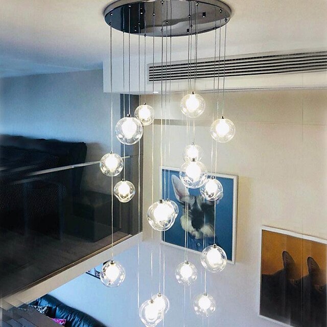 Long Chandeliers for High Ceilings,Modern Crystal Balls Pendant Light ...