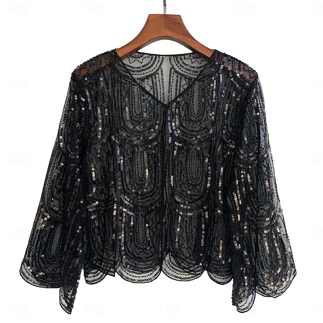  Retro Vintage Roaring 20s 1920s Coat Shawls The Great Gatsby Women's Sequins Halloween Wedding Wedding Guest Event / Party Shawl