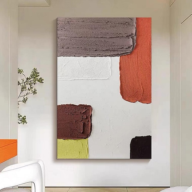 stor abstrakt målning handmålad minimalistisk abstrakt målning handmålad vit brun 3d texturerad konst abstrakt canvaskonst neutral konstmålning för vardagsrum väggkonstmålning