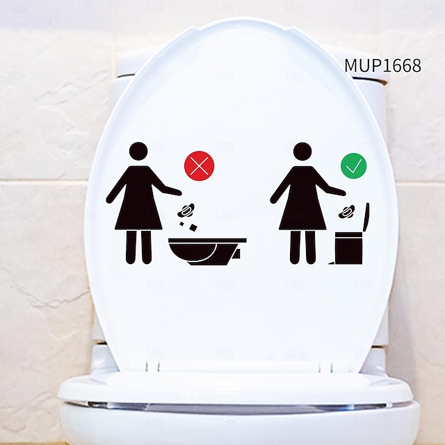  Bathroom Creative Prohibition Signs Toilet Decals - Removable Stickers for Bathroom Home Decor - Toilet Wall Stickers for Unique Background Decoration