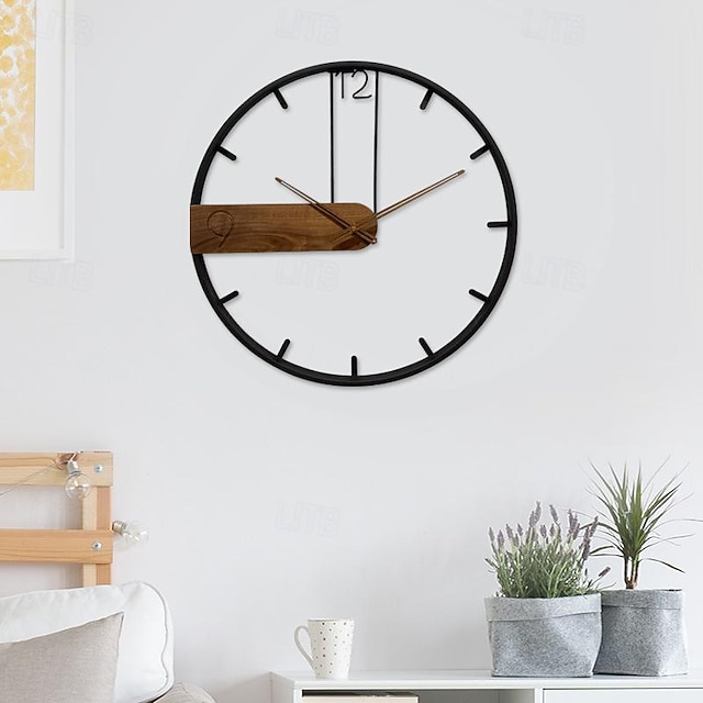 horloge murale métal noyer pointeur rétro simple lumière créative luxe horloge murale nordique maison cuisine bureau salle de classe école 53 60 cm