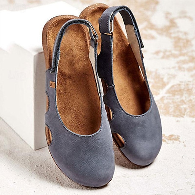  Pentru femei Sandale Pantofi Flați Papuci de exterior În aer liber Casă Toc Drept Vârf rotund Casual Confortabili Imitație Piele Loafer Migdală Negru Albastru