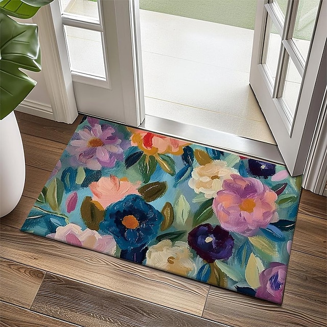  blomma pastell dörrmatta golvmattor tvättbara mattor köksmatta halkfri oljesäker matta inomhus utomhusmatta sovrumsinredning badrumsmatta entrématta