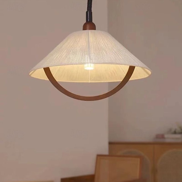  LED Pendant Light 48cm Braided Twine Fabric Lamp Body Hanging Light 48in Pendant Wire Adjustable Hanging Lighting Fixture for Bedroom Study Room Pendant Lamp 110-240V