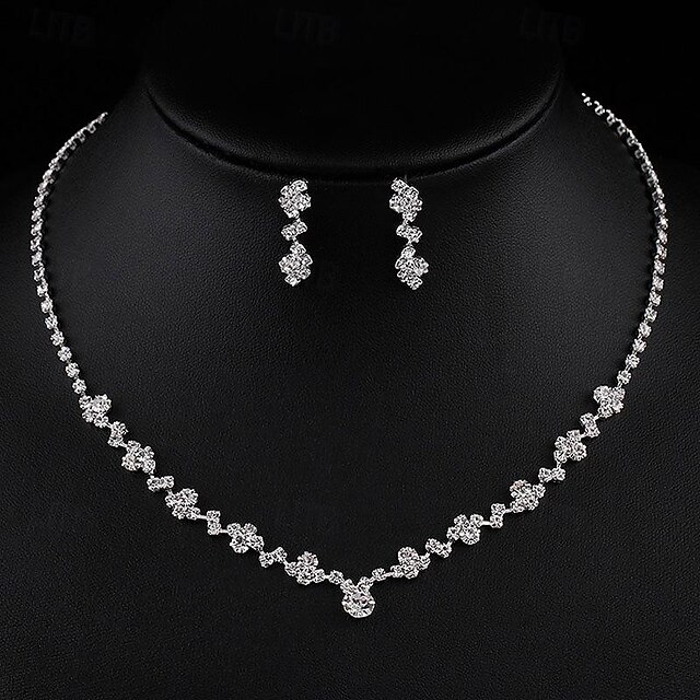 Bridal Jewelry Sets 1 set Rhinestone Alloy Earrings Necklace Women's Vintage Artistic Jewelry Set For Valentine's Day Special Occasion Casual3