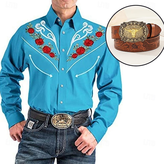  Clásico Retro Antiguo Blusa / Falda Cinturón Vaquero del oeste Bordado Bordado Hombre Mascarada Uso Diario Despedida de Soltera Adulto Camisas Cinturón Todas las Temporadas