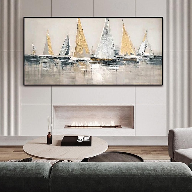  Abstract Sailboats Canvas painting hand painted Wall Art Nautical Oil Painting on Canvas handmade Modern Ocean painting Wall Art Large Seascape Sailboats  Painting for Living Room hotel decoration