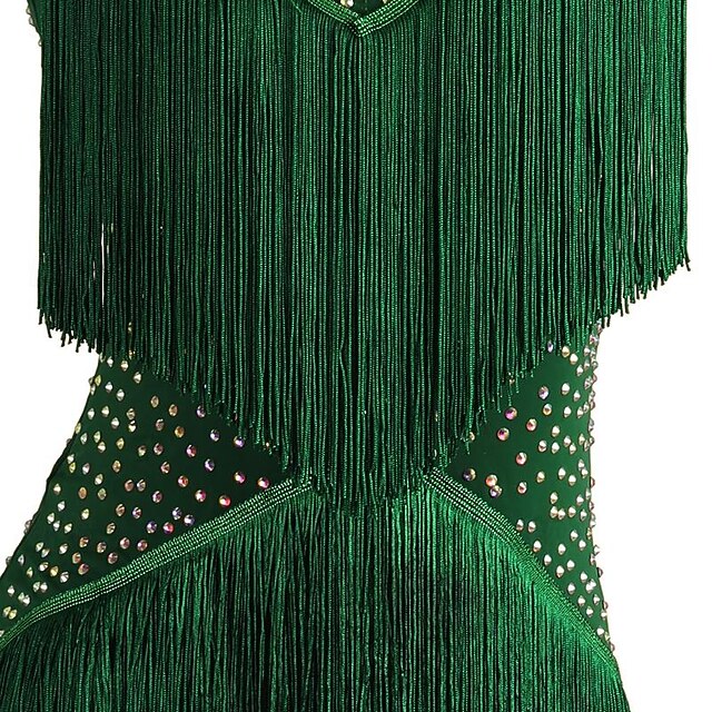 Women's Dancewear Latin Dance Dress Pure Color  Tassel  Women's Performance Party Sleeveless High Terylene
