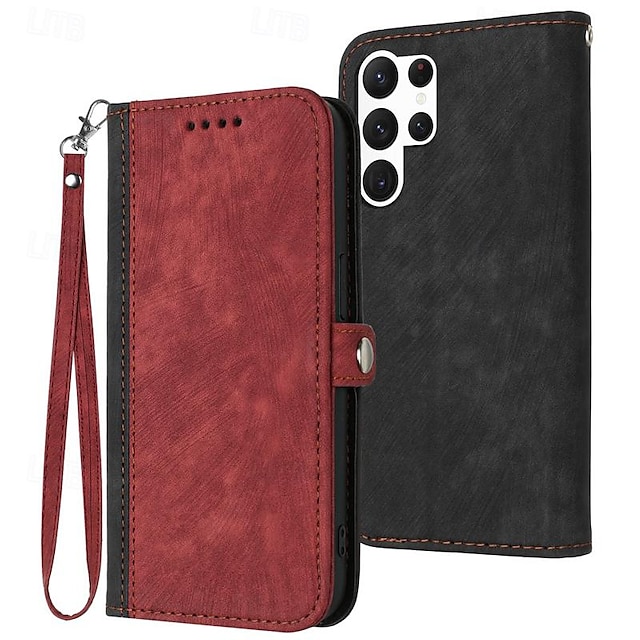  teléfono Funda Para Samsung galaxia S25 S24 S23 S23 FE S22 S21 ultra plus A14 A34 A54 A24 Tarjetas billetera Magnética con correa de muñeca Caballete Retro TPU Cuero de PU