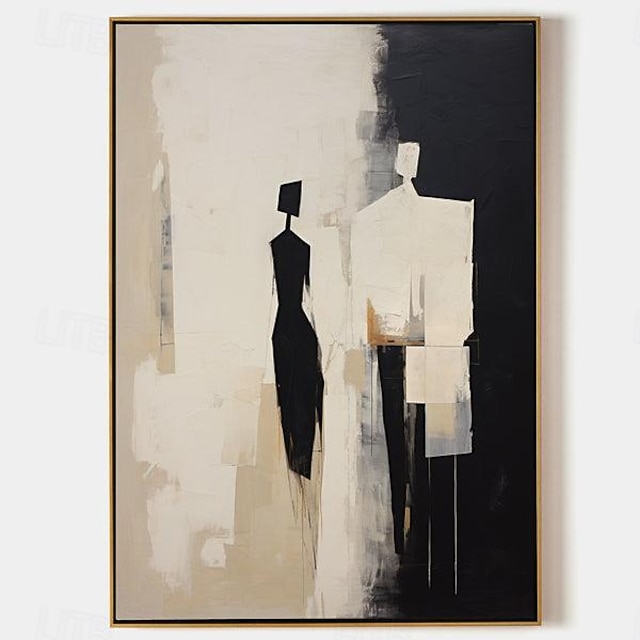 Limiyer Arte Quadro Astratto Moderno 90x60cm - Dipinto A Mano Texture Nero Per Soggiorno