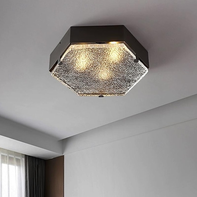  luz de teto 40cm montagem embutida luz de teto quente branco cobre vidro led luz de teto redonda moderna para sala de estar corredor 110-240v