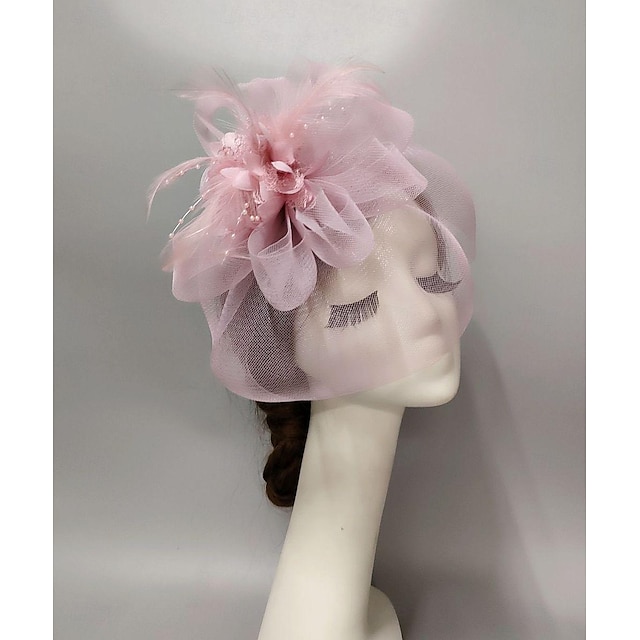  Fascinadores Chapéu Peça para Cabeça Rede Chapéu Véu Casamento Dia da Mulher Com Floral Véu Facial Capacete Chapéu