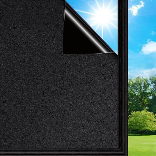  Glass Window Film Black Frosted Glass Film for Thermal Insulation and UV Protection Home Office Static Electricity Window Stickers 45*100CM