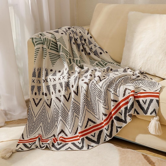  ספה בסגנון בוהמי לזרוק שמיכה בוהמית אקריליק תנומה בנק חורף דקורטיבי שמיכה קטנה שמיכה ליד המיטה