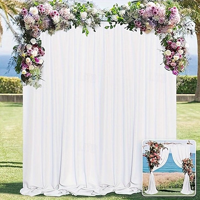  白い結婚式のアーチドレープシフォン生地カーテン薄手の背景カーテンパーティーセレモニーアーチステージ装飾