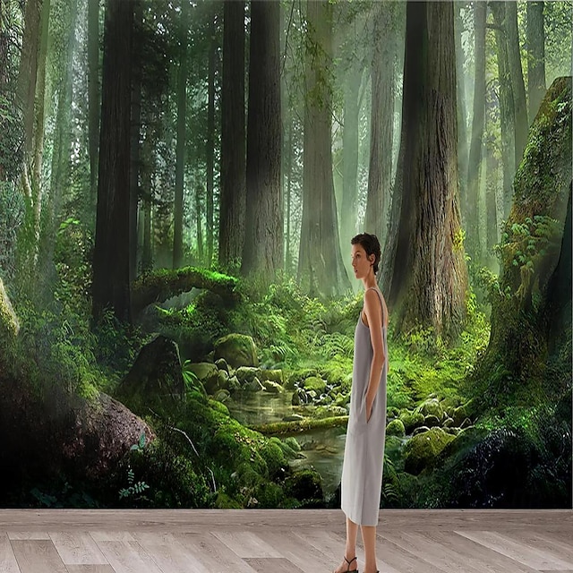  Cool Wallpapers Forest Nature Landscape Wallpaper Roll Sticker Peel and Stick Removable PVC/Vinyl Material Self Adhesive/Adhesive Required Wall Decor for Living Room Kitchen Bathroom