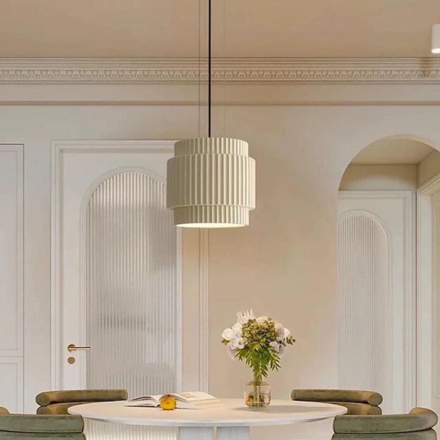  Pendant Lamp, Japanese Style Pendant Lamp, Round Resin Lampshade, Metal Base, Hanging Chandelier, E27 Base, Screw Mouth, Decorative Pendant Light for Kitchen Island, Dining Room, Bar 110-240V