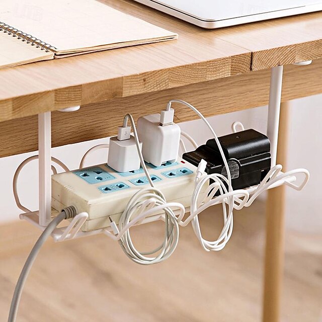 2pcs Desk Power Strip Organizer Shelf with Cable Management - Multi-layered Hanging Basket for Surge Protector and Cable Organization