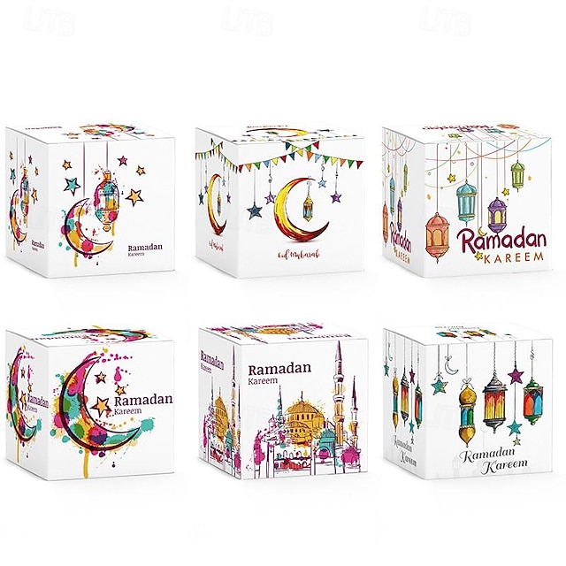  cajas de regalos de regalo eid mubarak castillo lunar cajas diy para ramadán cajas de favores de fiesta eid cajas de dulces a dos aguas para musulmanes suministros de regalo eid al-fitr cajas de