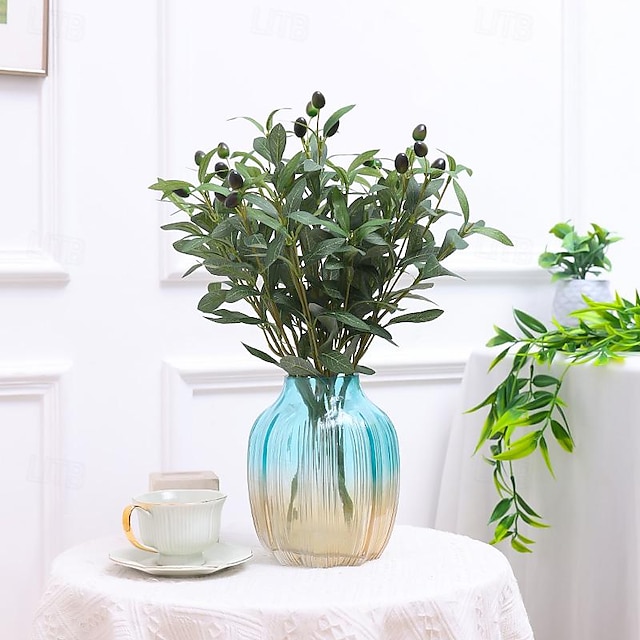  Artificial Olive Tree Branches for Home Decor: DIY Desktop Decoration commonly used for Vase Arrangements, Home, Restaurant, Office Tabletop Decor