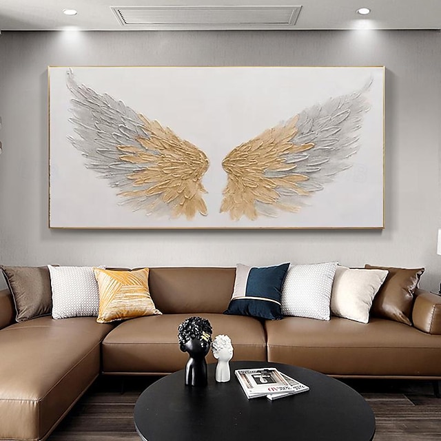  大テクスチャー絵画 壁アート 翼アート絵画 翼キャンバス絵画 現代天使の翼 手描きキャンバス 翼キャンバスアート ロールキャンバス フレームなし
