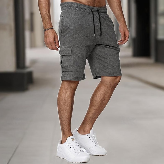  Per uomo Pantaloncini sportivi Pantaloncini da sudore Pantaloncini casual A cordoncino Tinta unita Ciclismo All'aperto Lunghezza del ginocchio Esterno Attività ricreative Pantaloncini Athleisure Nero