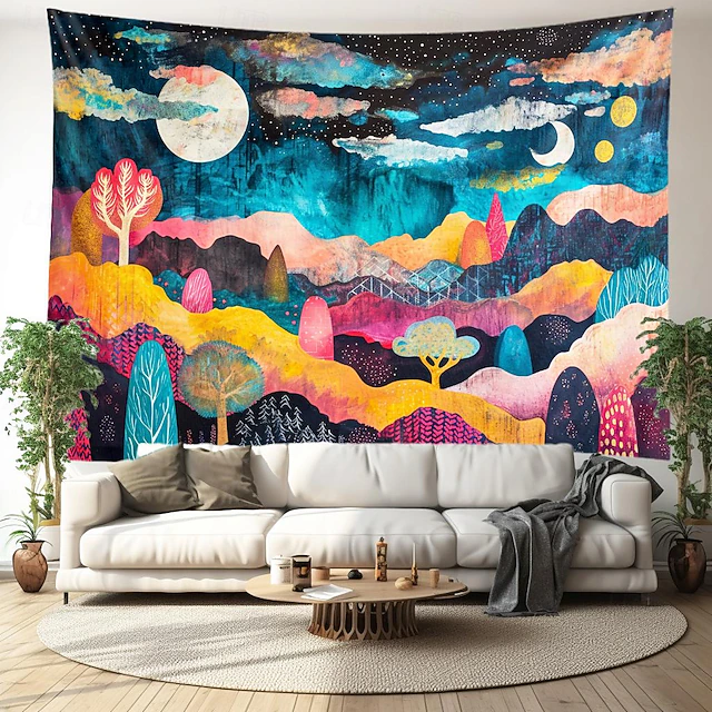 Asthetic Colorful Mountain Hanging Tapestry Wall Art Large Tapestry Mural Decor Photograph Backdrop Blanket Curtain Home Bedroom Living Room Decoration 21