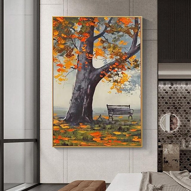  Pintura à mão outono maple leaf cores coloridas pintura a óleo lona arte da parede quadros modulares pinturas decorativas quadro pronto para pendurar