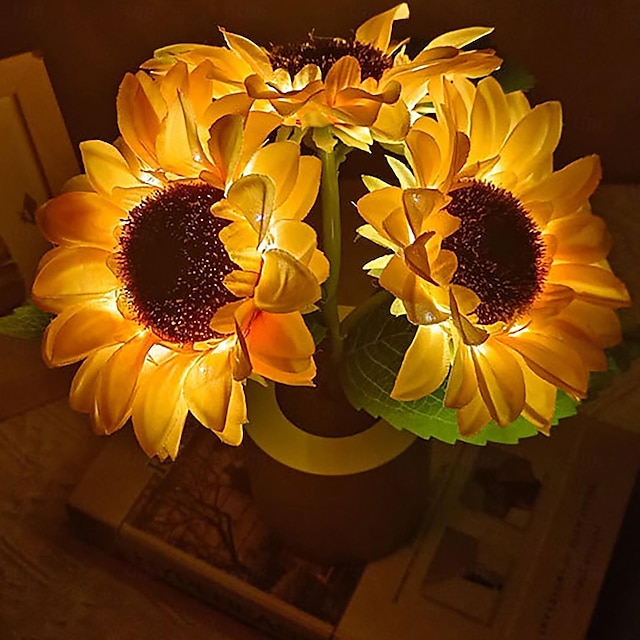  Künstliches Sonnenblumen-Nachtlicht, handgefertigt, tolles handwerkliches Nachtlicht für Schlafzimmer, Wohnzimmer, Hotelbalkon