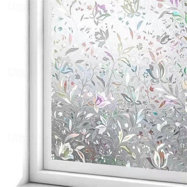  glazen raamfolie anti-view frosted privacy raamfolie anti-uv raamfolie elektrostatisch glas voor kantoor thuis badkamer 3d tulpen