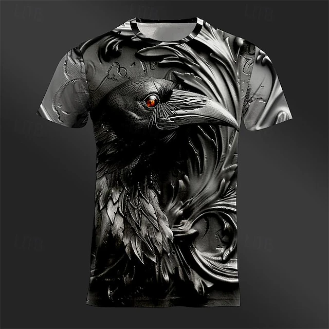 Men's Graphic Animal Eagle T Shirt Tee Top Short Sleeve T shirt 3D Print Crew Neck Shirt Designer Casual Street Style Sports Outdoor Holiday Going out Silver Black Light Grey Spring & Summer Clothing 16