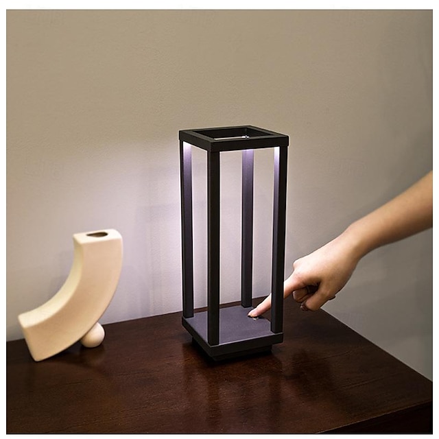  Алюминиевая 3-цветная беспроводная настольная лампа с сенсорным бесступенчатым затемнением, перезаряжаемая настольная лампа типа C, внутренняя, спальня, гостиная, столовая, уличная походная лампа