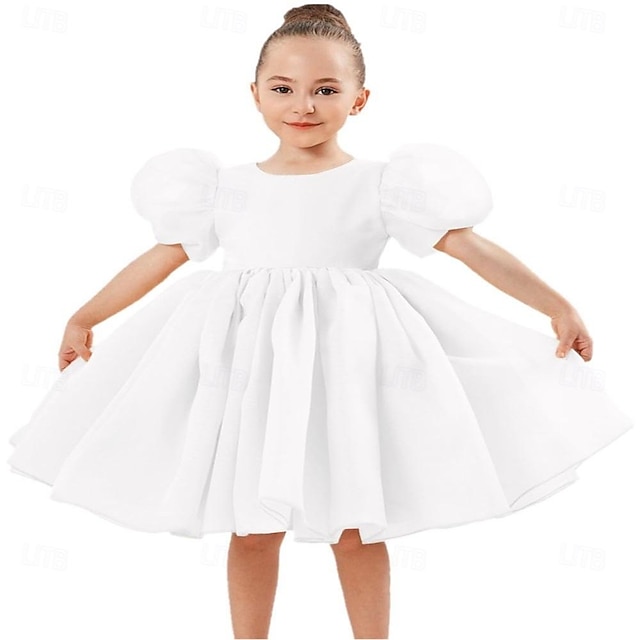  dziewczyna dziecko maluch bufiaste rękawy organza tiulowa tutu twirly babydoll flare suknia balowa księżniczka sukienka dla dziewczynki z kwiatami