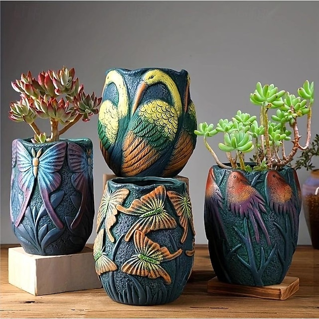  Suculentos vasos de flores vasos de cerâmica vasos de pilha antigos decorações de jardim vaso de flores presentes para mãe e avó 10*16cm