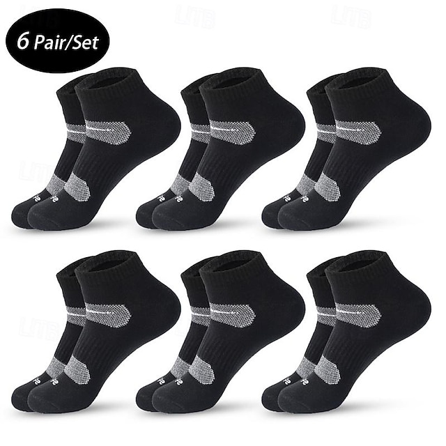  Homme 6 Trousses Paquets multiples Chaussettes Chaussette Chaussettes courtes Chaussettes de Course Chaussettes décontractées Noir Blanche Couleur Plein Sport & Loisir Casual du quotidien Basique