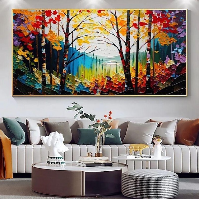  Handmade Oil Painting Canvas Wall Art Decoration Modern Top Grade Thick Oil Park Forest Landscape for Home Decor Rolled Frameless Unstretched Painting