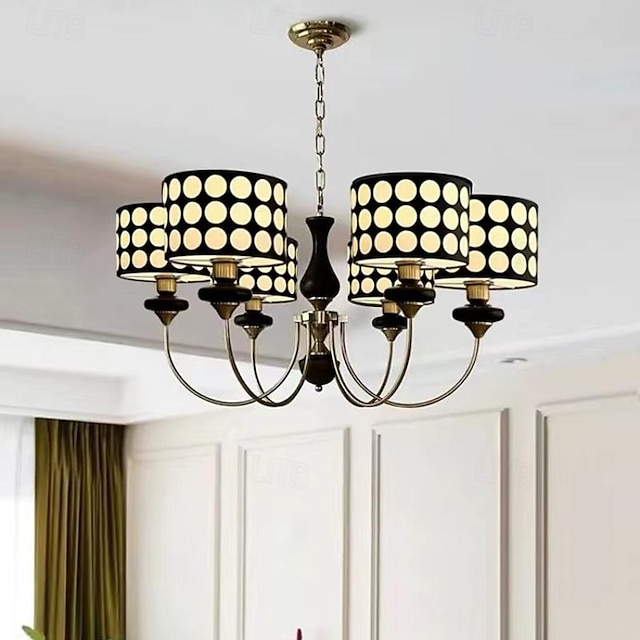  Pendentif LED lumière 3/6 tête 60 cm/85 cm bois tissu pour salle à manger chambre lampes suspendues 110-240 v