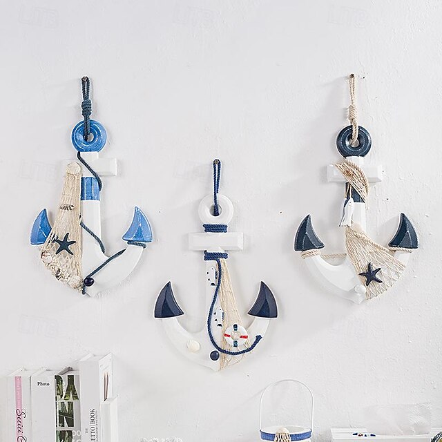  nástěnné dekorace závěsné středomořském stylu kotva mořská kotva háček domácí kotva dřevěné řemesla